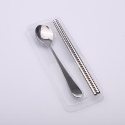 China Sustainable Portable Cutlery Set Travel Cutlery Stainless Steel Spoon Chopsticks Wheat Box for sale