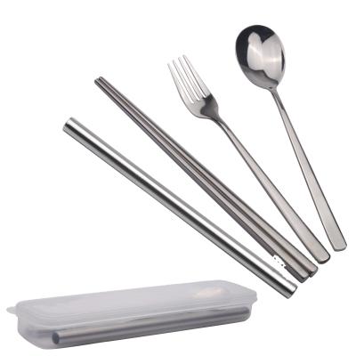 China Sustainable Flatware Gift Set Travel Portable Colorful Cutlery Set 4 Pcs Spoon Fork Chopsticks Spoon Straw for sale