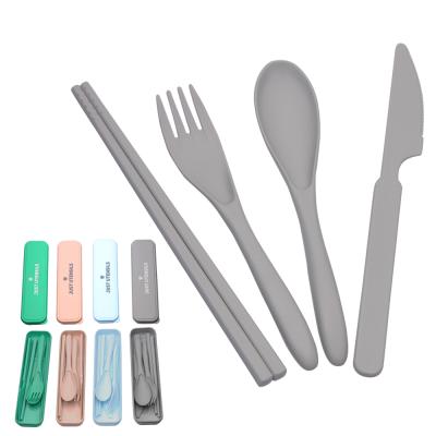 China Viable Free Sample Portable Travel Cutlery Set Plastic Spoon Fork Knife and Chopsticks Cutlery Set for sale