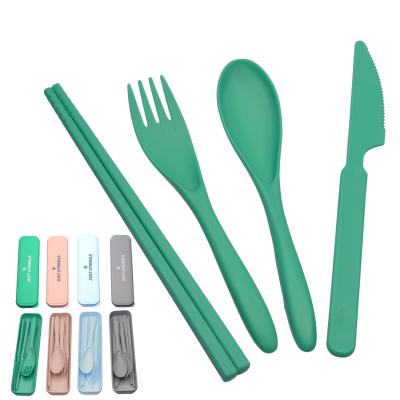 China Viable Flatware Customize Portable Plastic Color Cutlery Set Spoon Fork Knife and Chopsticks Cutlery Set for sale