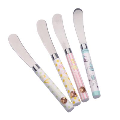 China Durable Lovely Butter Knife Spreader For Kids Plastic Handle Butter Knife Customized Logo for sale