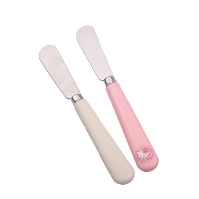 China Sustainable Promotional Colorful Plastic Butter Knife Handle Butter Knife Spreader For Kids for sale