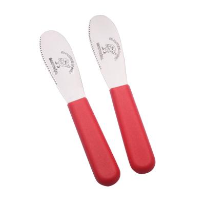 China Viable Sample Free Plastic Handle Stainless Steel Knife Cheese Straight Butter Knife for sale