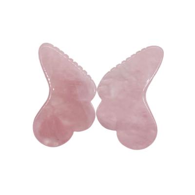 China Diet Best Butterfly Logo Rose Quartz Gua Sha Custom Rose Quarts Gua Sha Stone Massage Body Gua Sha Tool for sale