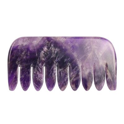 China Whitening Stone Comb Luxury Gua Sha Amethyst Comb Massager Productos De Belleza Gua Sha Comb Natural for sale