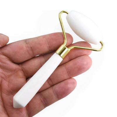 China Whitening Crystal Rodillo De Jade Roller For Single Head Natural White Face Cream Jade Roller With White Logo for sale