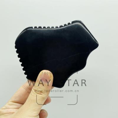 China Slimming Massage 2021 100% Bian Stone Body Natural Irregular Shaped Stone Comb Edge Face Stone Tool Gua Sha Gua Sha for sale