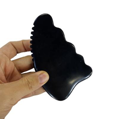 China OEM Customzied Luxury Big Bian Stone Body Face Lift Gua Sha Massage Regimen Black Facial Gua Sha Tool With Teeth for sale