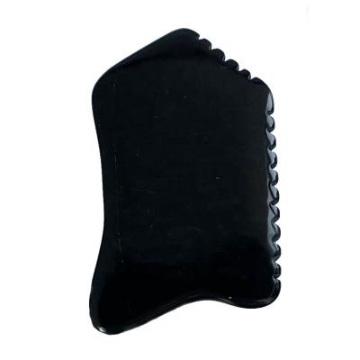 China 2022 New Arrivals Jade Stone Guasha Large Black Obsidian Natural Obsidian Gua Sha Fish Gua Sha Whitening Horn for sale