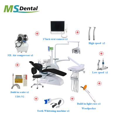 China Full Metal Full Set Dental Chair With Camera Air Compressor High Speed ​​Low Speed ​​Treatment Light Scaler for sale