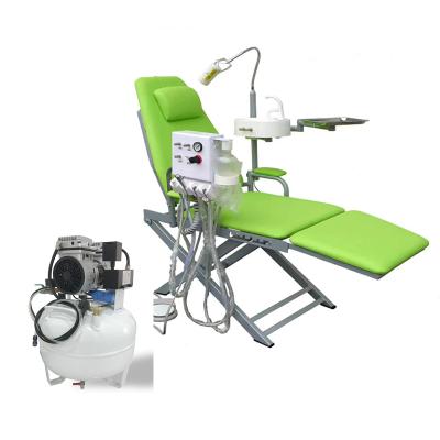 China Portable Metal Foldable Dental Unit Chair Single Dental Unit With Air Compressor for sale