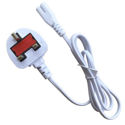 China Telecom White UK Cord Fused 5A UK Plug 3 Prong To C7 AC Power Cable For Apple Mac Charger Adapter for sale