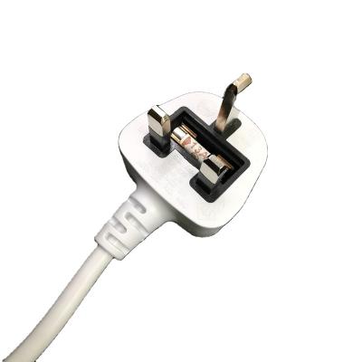 China Factory Price H05VV-F White Round Cable 3pin Type G Plug British Cable Cord With Stripped End for sale