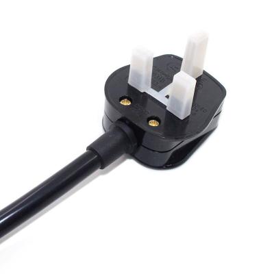 China UK Type G Plug Telecom Black H05VVH2-F 3G1.0mm2 90degree 2P+E UK Shoe Lace Ends UK Power Cord for sale