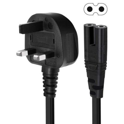 China Computer Equivalent To Ship In Stock 1.8m Black Flat Wire UK 3A For Fig 8 C7 AC Power Cord Fast Shipping for sale