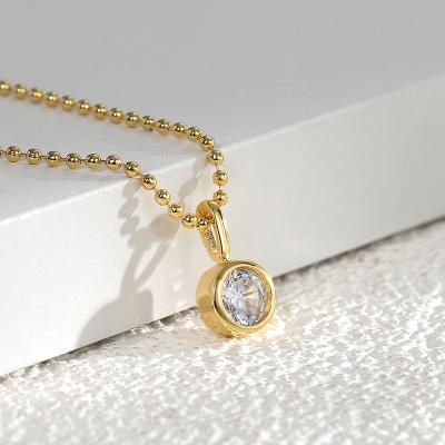 China FASHION Fashion Brass Round Zircon Diamond Pendant Necklace Women Round Ball Chain Choker Necklace KMLB1020 for sale