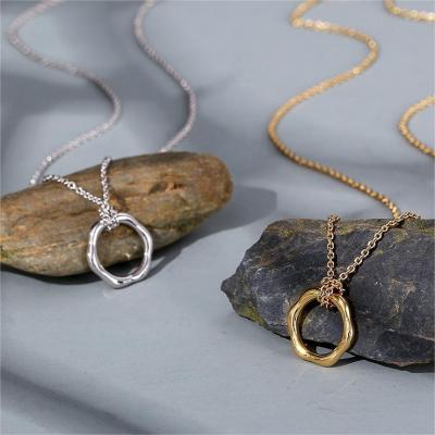 China SHAPE New Arrivals KMLB1149 Brass Jewelry Irregular Geometric Round Circle Necklace 18K Gold Plated Flower Shape Copper Necklace for sale