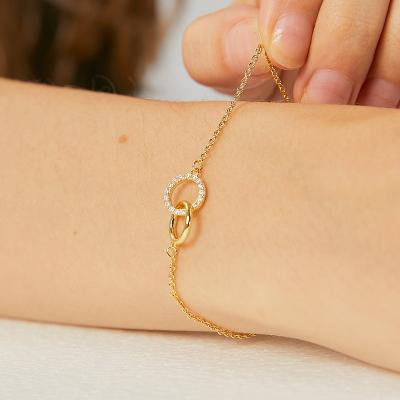 China Chic Hiphop KMLB1023 CZ Double Brass Circle Shaped Bangle Gold/Silver Rose Gold Plated Diamond Bracelet Women Jewelry for sale