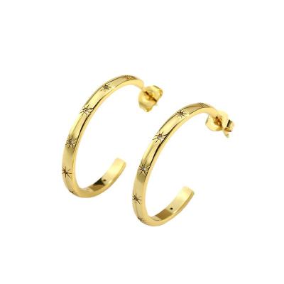 China Hot Selling Earrings KMLB1008 TRENDY C Shape Gold Plated Big C Shaped Earrings Star Stud Earrings Women for sale