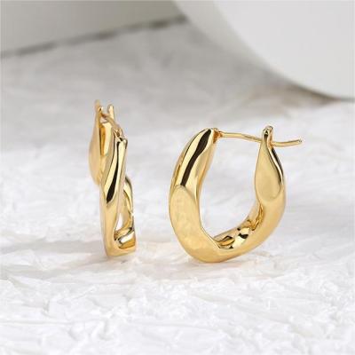 China TRENDY Jewelry KMLB1013 Punk Shiny Brass Oval Gold Filled Circle Earrings Copper Geometric Statement Women's Earrings for sale