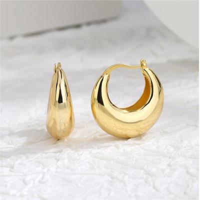 China FASHIONABLE KMLB1019 Inspired Fashion Brass C Shaped Circles Earring Jewelry Women Huggie Chunky Statement Earrings for sale