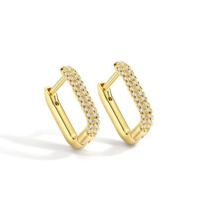 China FASHION U-Shape Chunky Hoop Earrings For Women Hypoallergenic Hottest Selling Zircon Circle Huggies KMLB1036 CZ for sale