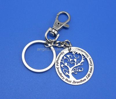 China World silver tree cut metal key chain for sale