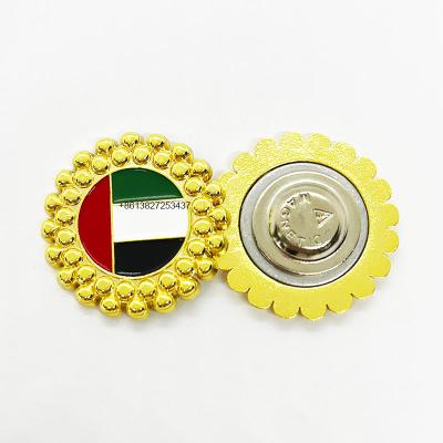 China Gold UAE UAE National Flag Magnet Pin Badge 50th UAE National Day 3D Pin Magnet for sale