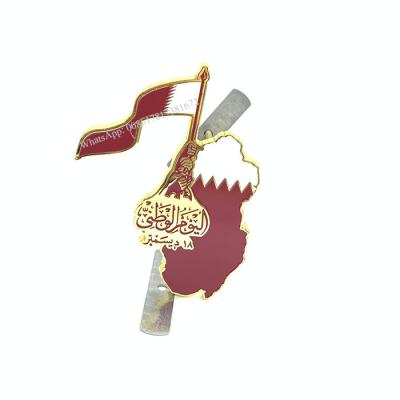 China Qatar National Emblem Metal Car Badges Global Car Emblem of Qatar National Day Gift for sale