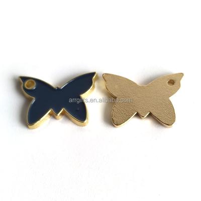 China Global Soft Enamel Die Struck Gold Bracelet Charm Tags Mini Size Butterfly Pendants For Necklace for sale