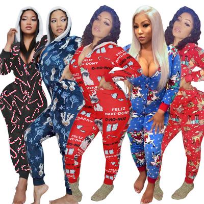 China 2022 Women's Holiday Autumn Winter Pajamas Christmas Women's Overalls Sleepwear QUICK DRY Sexy Onesies for sale