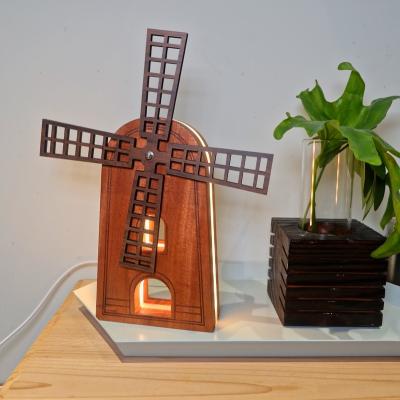 China New Design WeCraft Bedside Table Lamp Art Decorative Bedroom Living Room Dutch Style Windmill Night Light Wood Wooden Lamp for sale