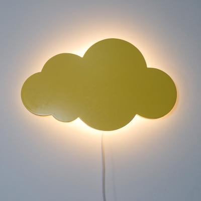 China USB LED USB and Battery Powered INS Yellow Cloud Wall Lamp Children's Room Night Sleep Decorative Wall Lamps for sale