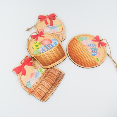 China New Design Easter Decoration Wooden Easter Egg Hunt Hanging Ornaments Custom Holiday Open Hanging Easter Eggs For Home Decoration for sale