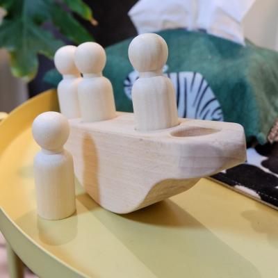 China World Wooden Decor High Quality Wooden Balancing Toy With 4 Balance House Peg Dolls for sale