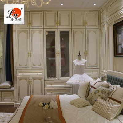 China Design Adjustable Antique Bedroom White Wall (Other) Wardrobe With Swing Glass And Lacquer Doors Wardrobe for sale