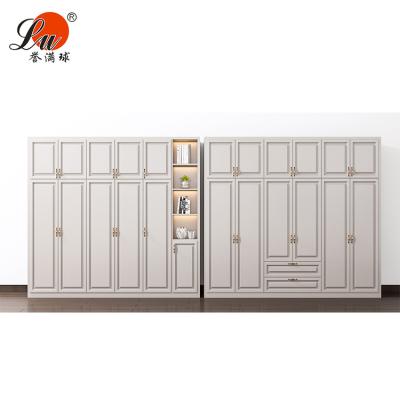 China Modern Simple Wooden Wardrobe Solid Color (Other) Designs Multi-Door Wall Cabinet Adjustable Custom Bedroom Wardrobes for sale