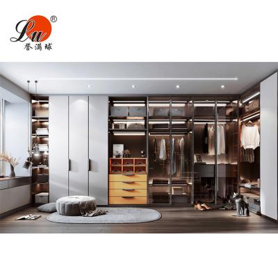 China Glass Wardrobe (Other) Bedroom Wardrobes Design White Modern Glass Adjustable Wardrobe Cabinets for sale