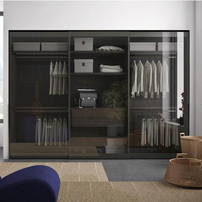 China Italy Luxury Modern Style Adjustable Glass Door (Height) Built In Wardrobe for sale