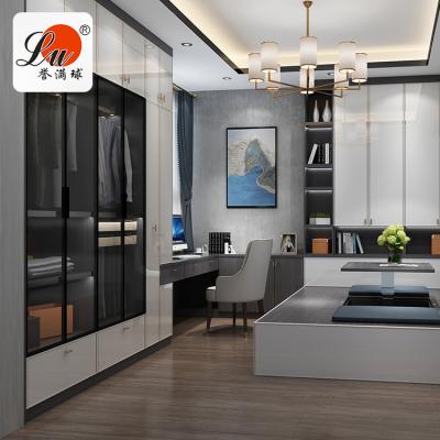 China (Others)Adjustable Two Tone Closets and Wardrobe Designs Modern Cabinet Bedroom Black L Shaped Wardrobe for sale