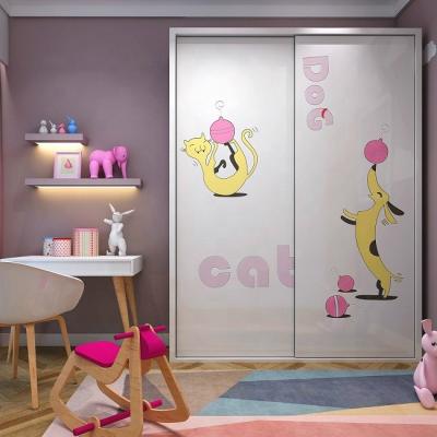 China Modern Lacquer Veneer Baby Wardrobe (Other) Nice Design Adjustable With Sliding Door Kids Wardrobe for sale