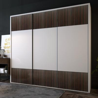 China Fashion Adjustable Design Modern Blue Glossy Lacquer Sliding Door (Other) Wardrobe for sale