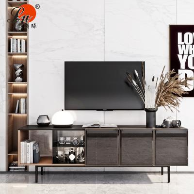 China (Others)Adjustable Living Room Furniture Floor-standing Wood TV Stand Cabinet Dark Brown TV Door Retro Cabinet for sale