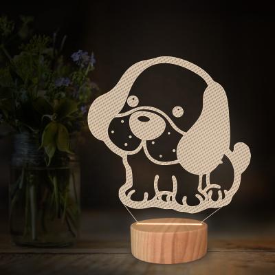 China Modern Led Lamp Children's Night Light Puppy Nursery Christmas Gift Baby Toy Wooden Home Decoration for sale