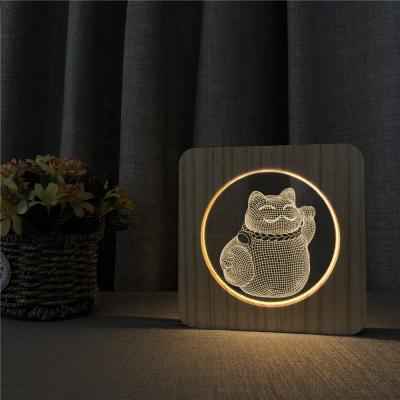 China Eco-friendly Night Lights For Children FS-A4867W Wooden Acrylic 3d Lamp FS-A4867W Lamp for sale