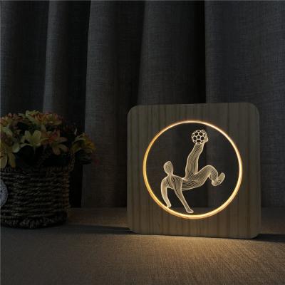 China 2019 FS-A4865W wooden table lamp modern wood acrylic wooden 3d lamp new decoration for sale