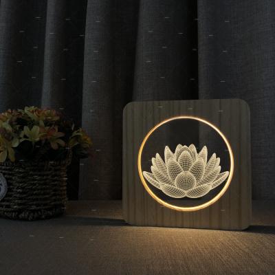 China Eco-friendly Gift Kid 3d Wooden Acrylic Lamp Led Night Light , Wooden Toy For Kid for sale