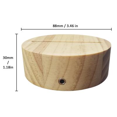 China 3d Screw Led Wooden Light Lamp BaseLight Wood Base For 3d Illusion for sale