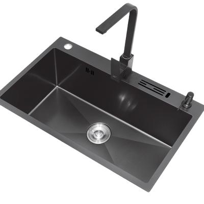 China With Faucet Bowl Basin Kitchen Sink Black High Quality Single Kitchen Sink for sale