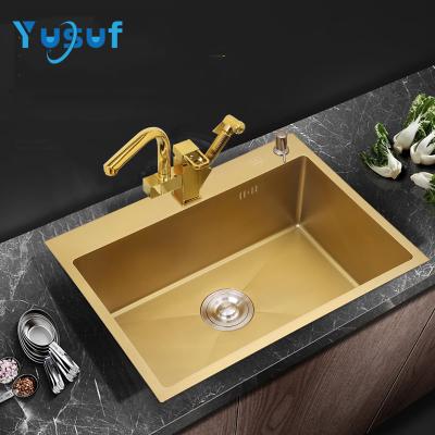 China With Faucet Nano Bowl Hand Gold Modern Kitchen Sink For Sale for sale